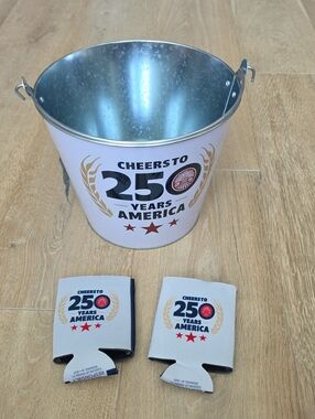 NWOT Miller Lite 'Cheers to 250 Years America' Metal Bucket with Two Koozies